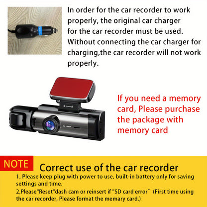 1080p Dual Camera Dash Cam With Night Vision