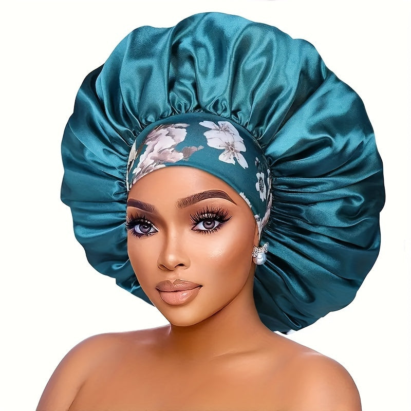 Elegant Floral Satin Shower Cap