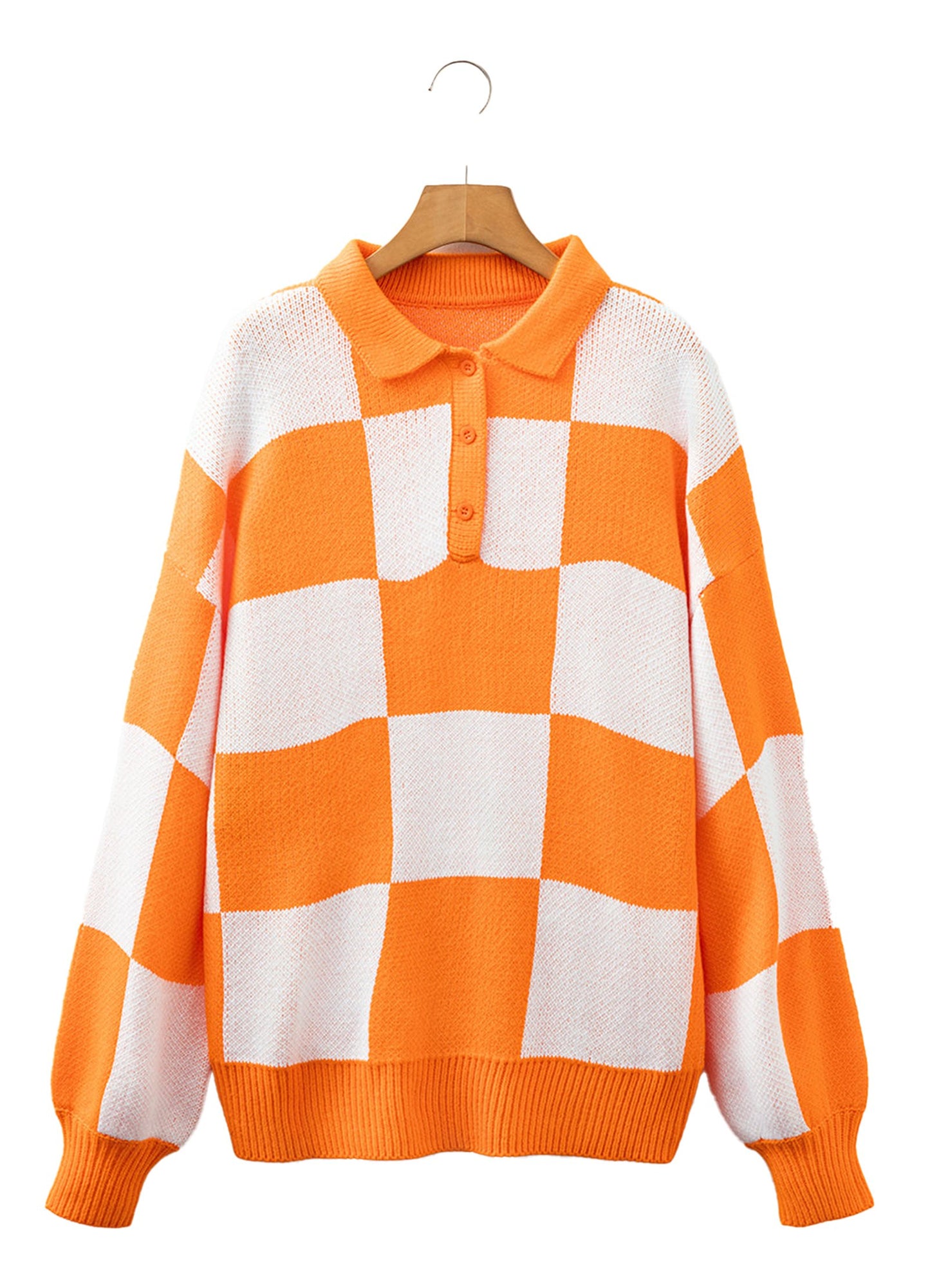 Grapefruit Orange Checkered Sweater