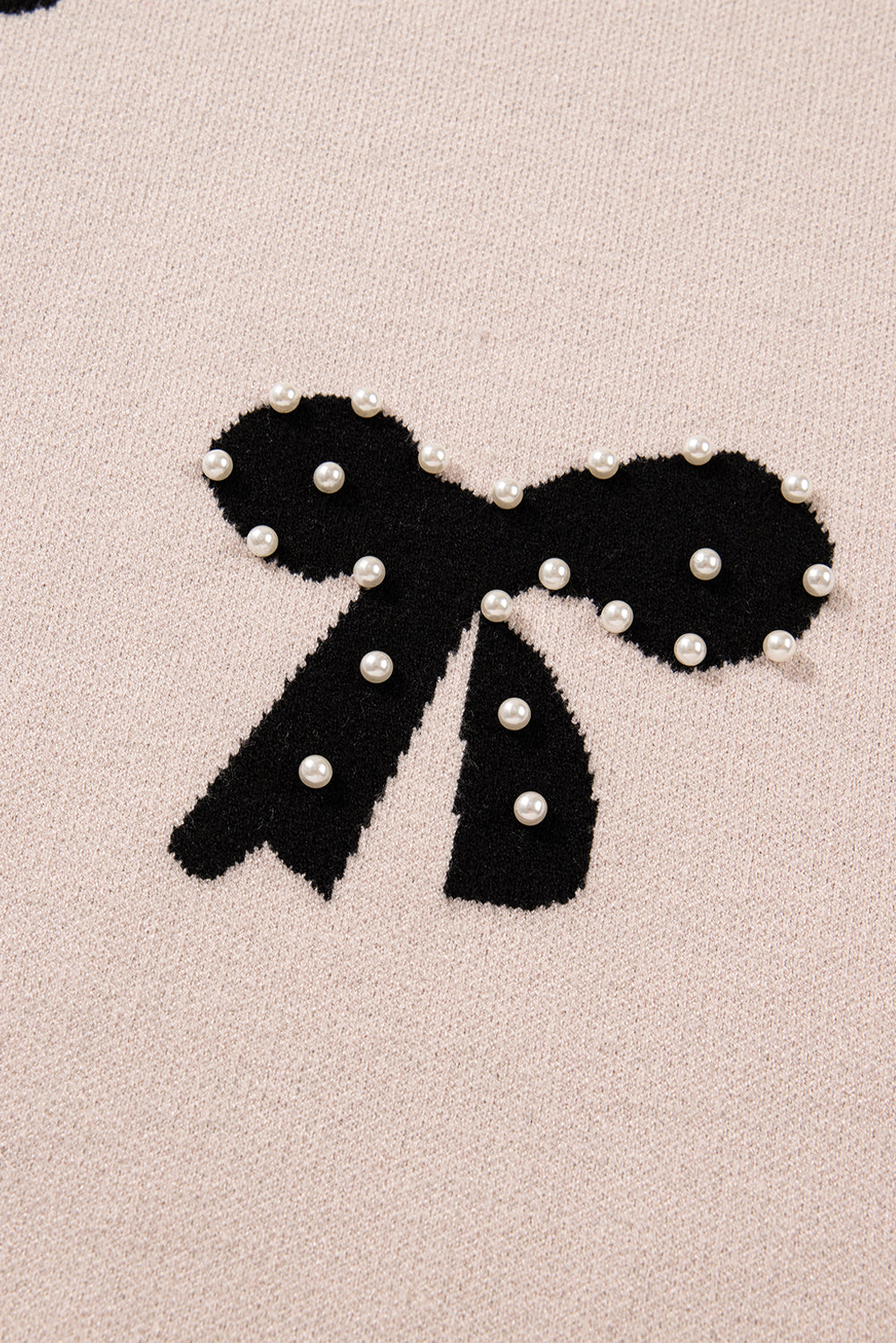 Pearl Embellished Bow Sweater For Chic Style