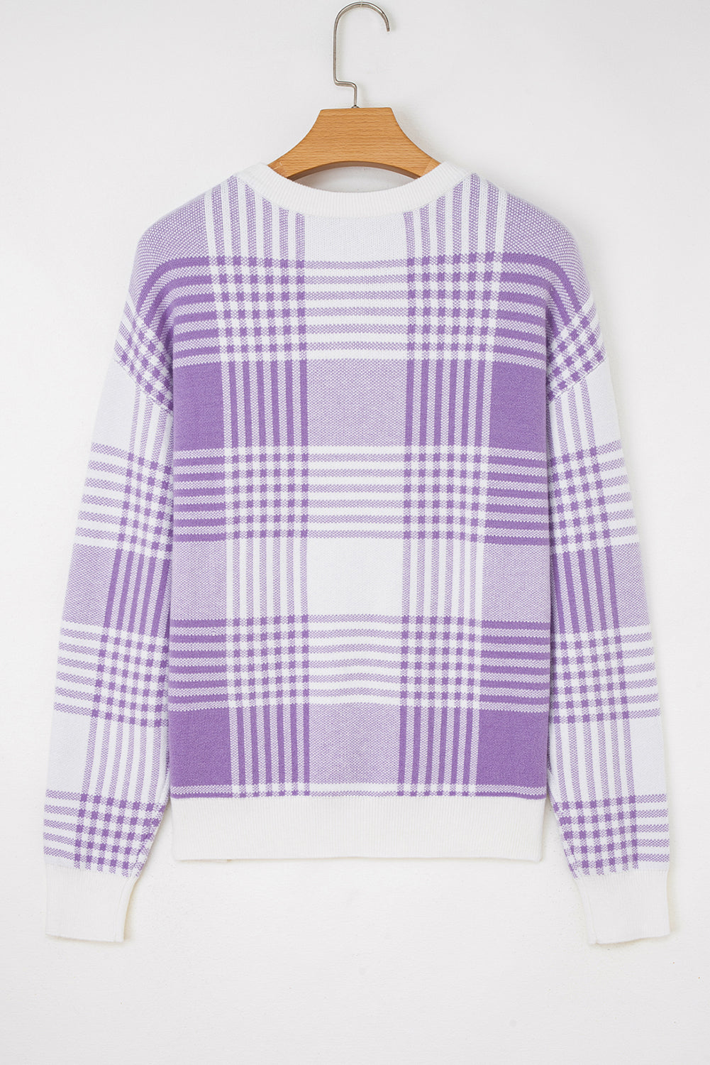 Lilac Plaid Sweater For Trendy Fashion
