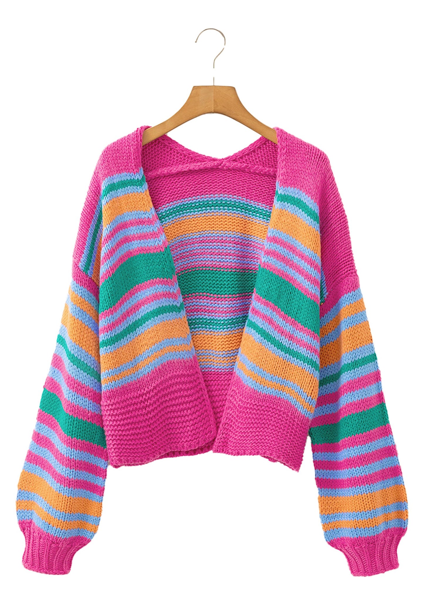Colorful Puff Sleeve Cardigan