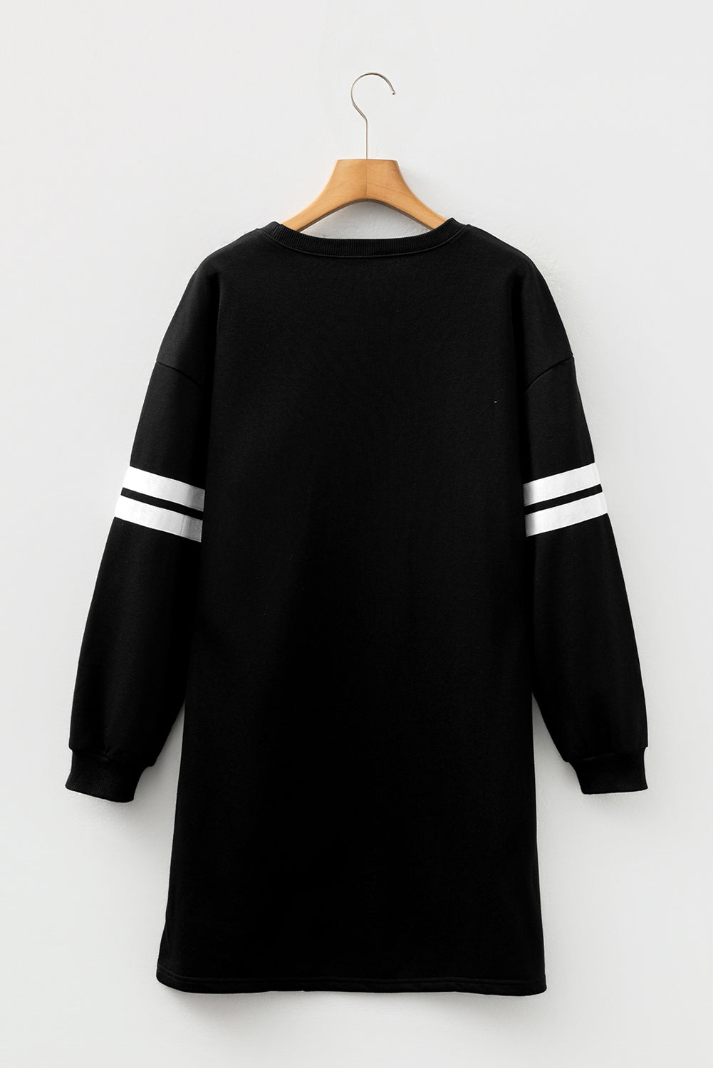 Red Varsity Sweatshirt Dress Cozy Pocketed Mini