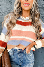 Pink Striped Colorblock Sweater