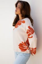 Green Flower Pattern Sweater For Women