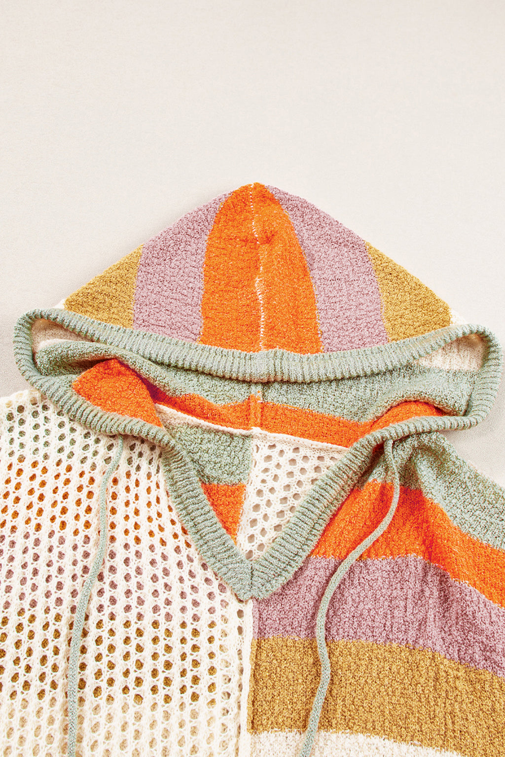 Beige Oversized Colorblock Sweater