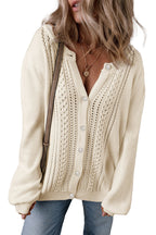 Apricot Button Sweater Cardigan For Women