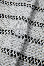 Gray Stripe Button Front Cardigan