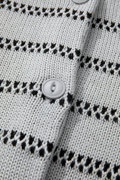 Gray Stripe Button Front Cardigan