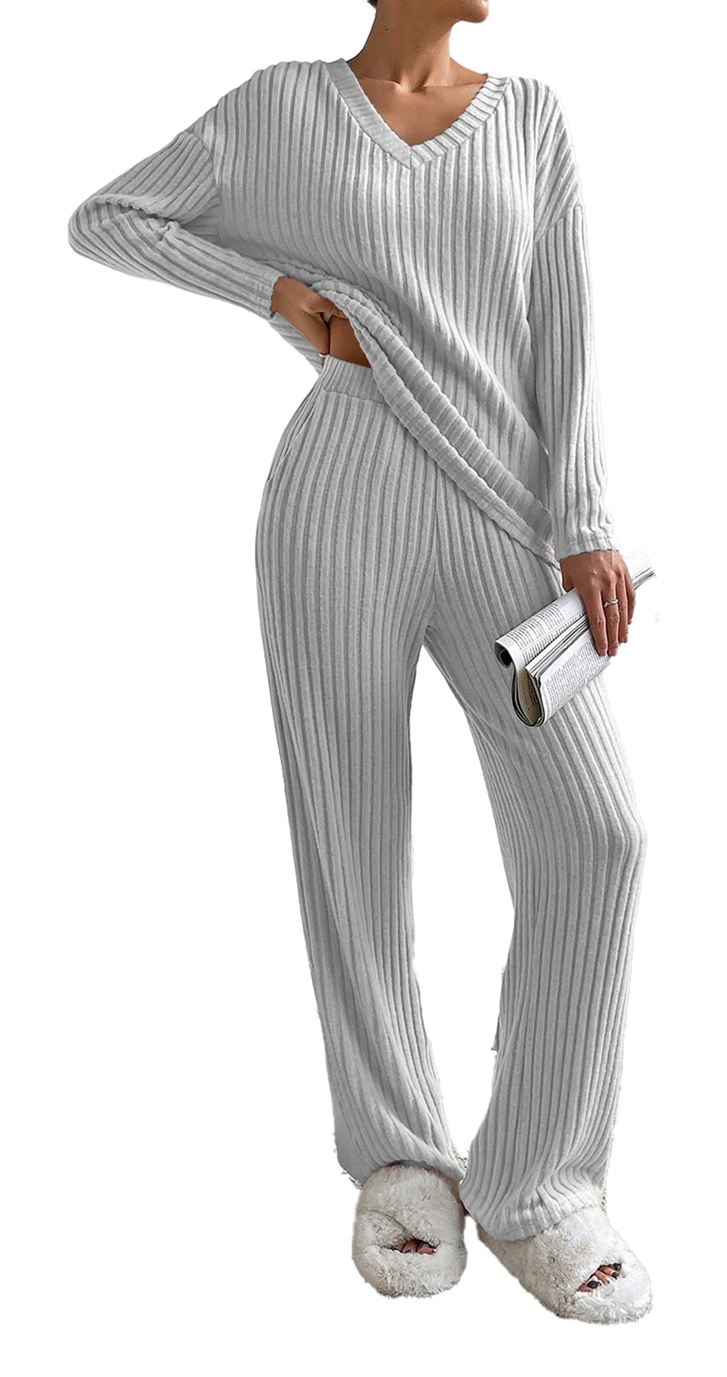 Khaki Ribbed Knit Two Piece Outfit