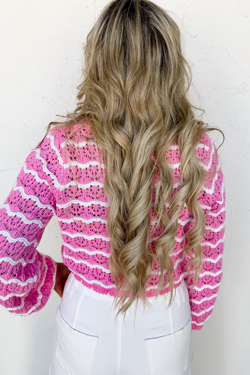 Pink Crochet Cropped Cardigan For Stylish Looks