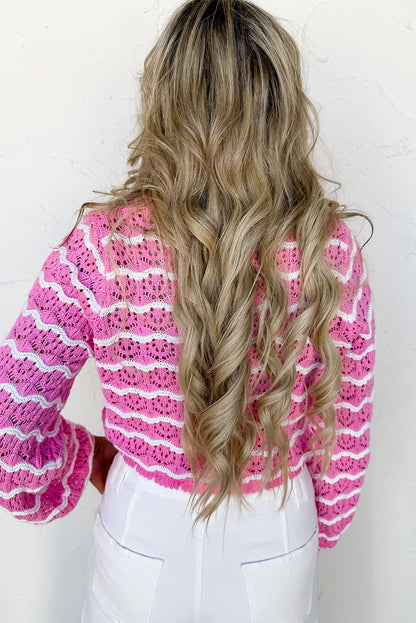 Pink Crochet Cropped Cardigan For Stylish Looks