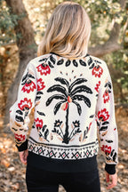 Dear-Lover Beige Floral Knit Cardigan For Chic Style
