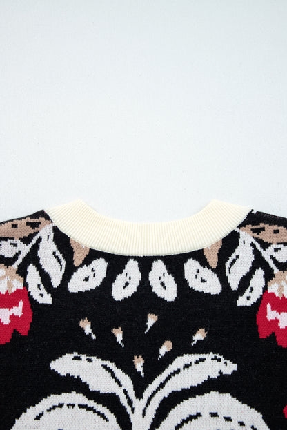 Dear-Lover Beige Floral Knit Cardigan For Chic Style