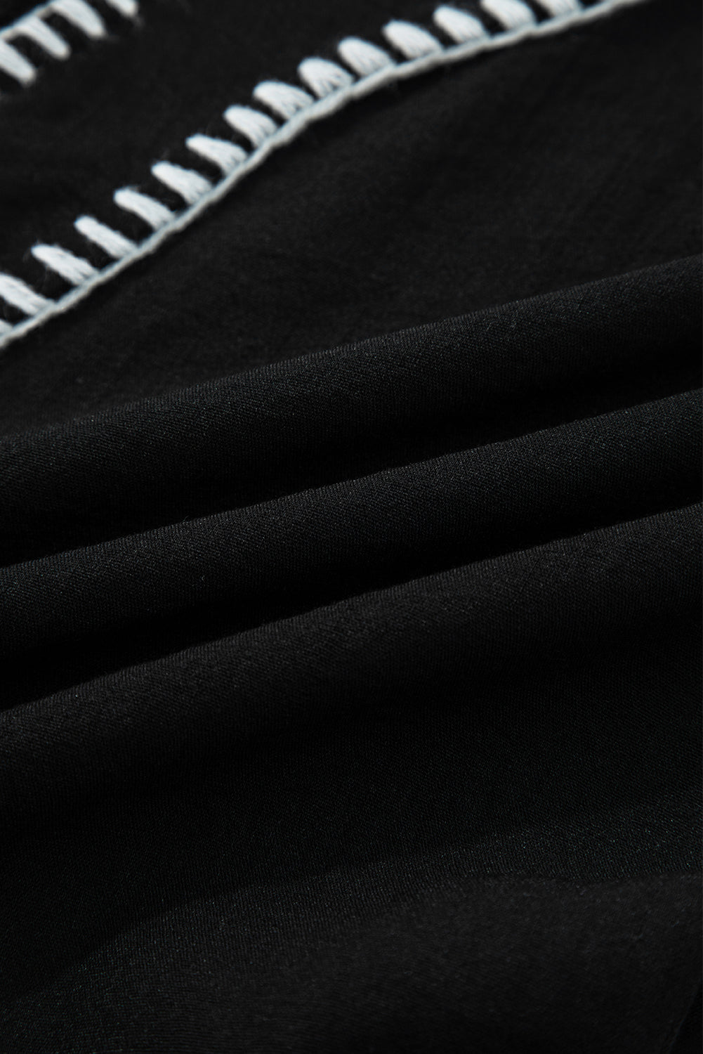 Black Contrast Stitch Mini Dress Tiered V-Neck