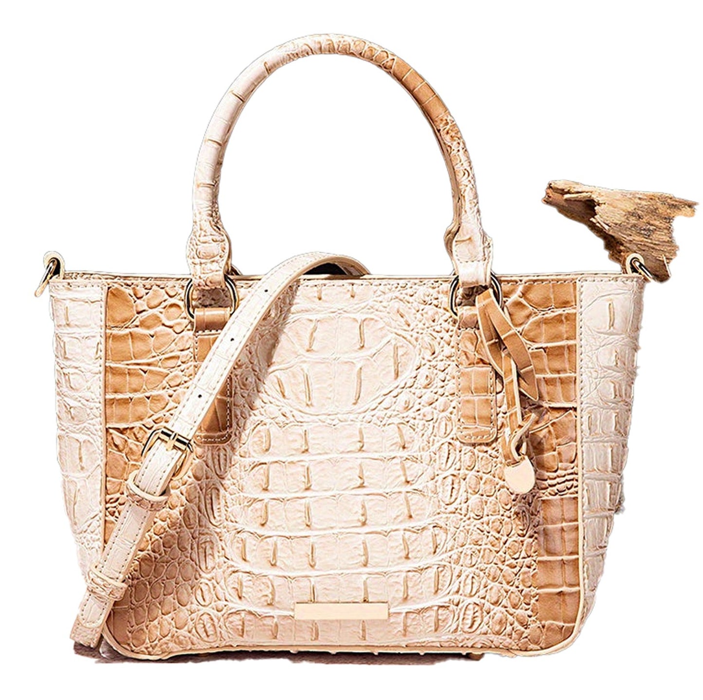Crocodile Pattern Satchel Handbag Pink