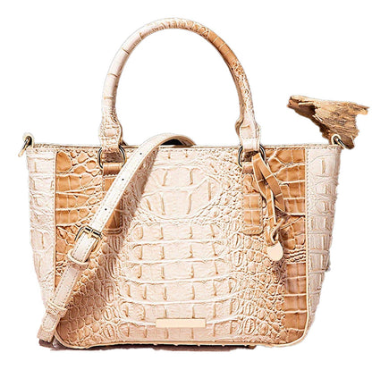 Crocodile Pattern Satchel Handbag Pink