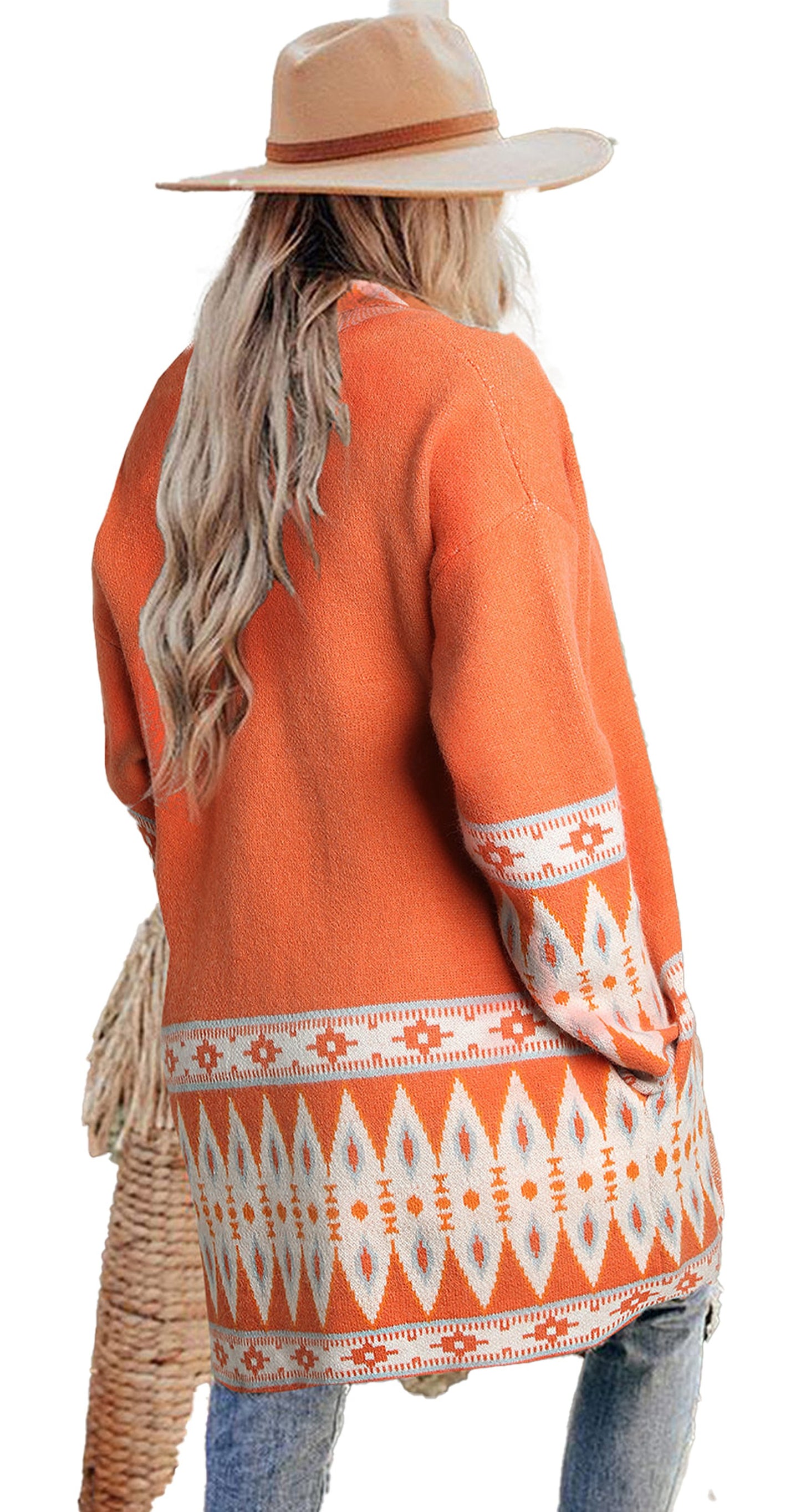 Brown Aztec Print Cardigan For Trendy Styles