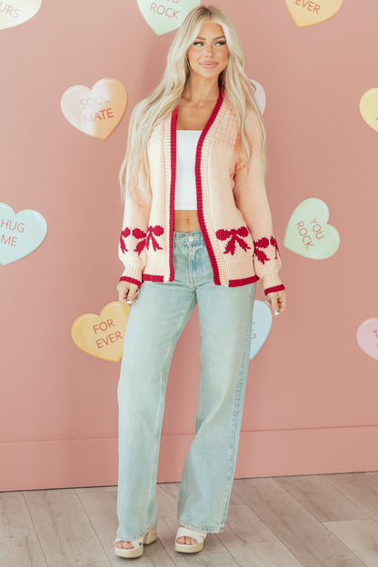 Dear-Lover Apricot Bow Cardigan For Cozy Style