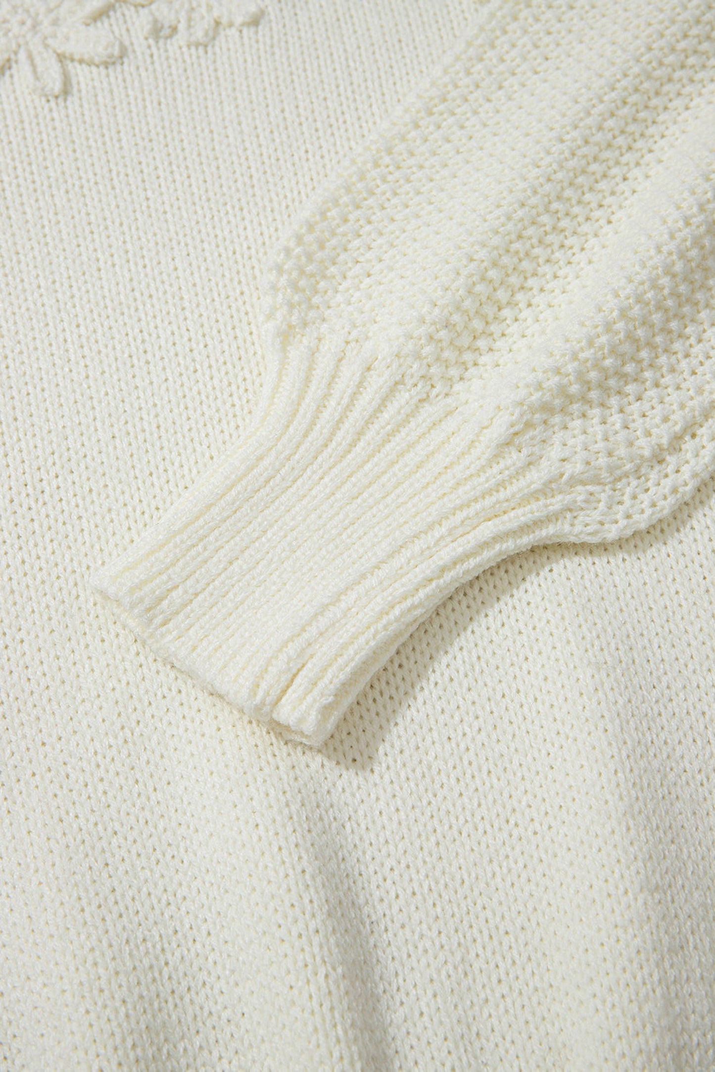 White Flower Detail Sweater For Trendy Style