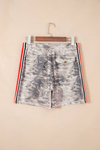 Khaki Varsity Striped Accent Camo Shorts