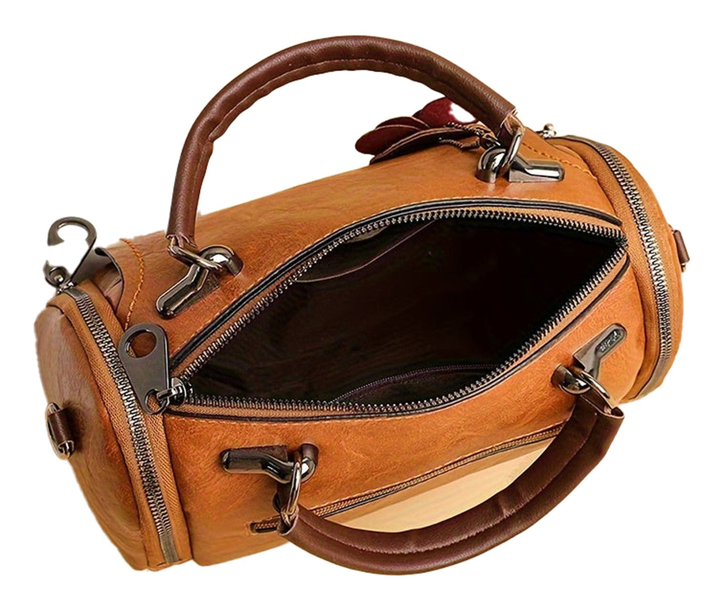 Womens Boston Handbag With Flower Pendant