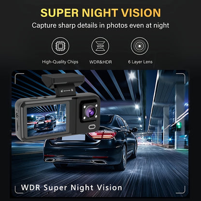 3 Channel Dash Cam 2k With Dual Lens