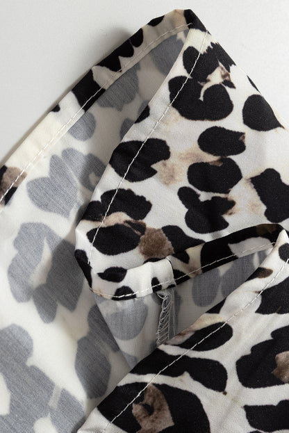 Leopard Print Flared Dress Long Sleeve Mini