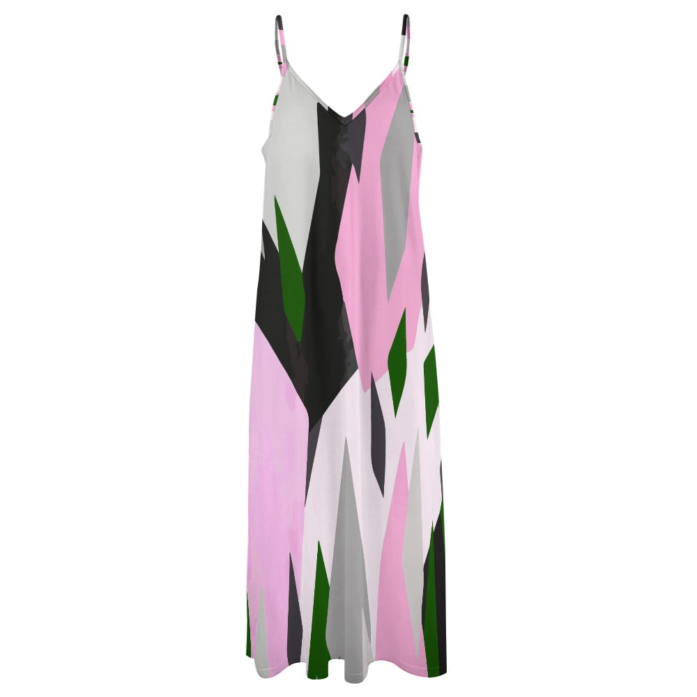 Sling Ankle Long Women'S Dress Geometric Pattern