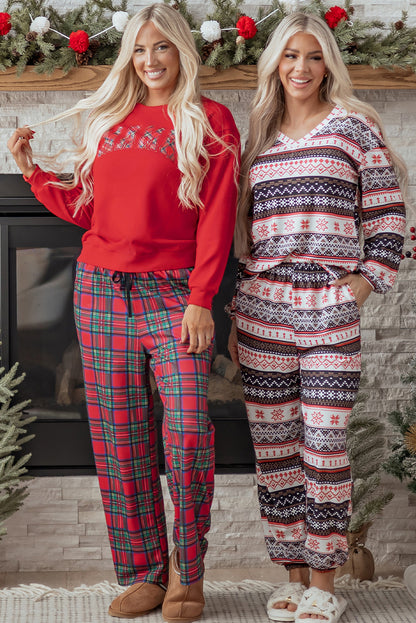 Red Plaid Christmas Lounge Set