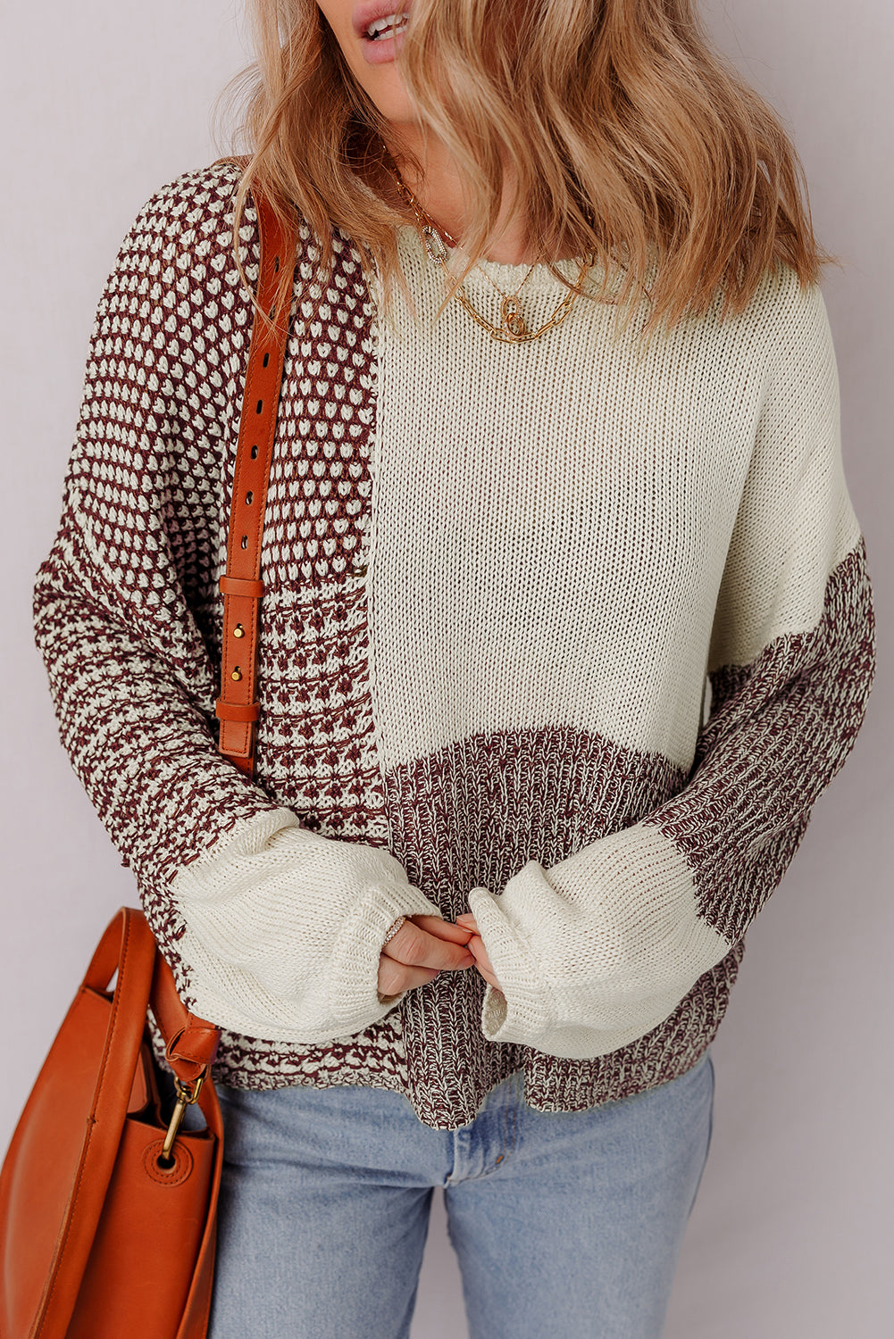 Dark Khaki Color Block Sweater