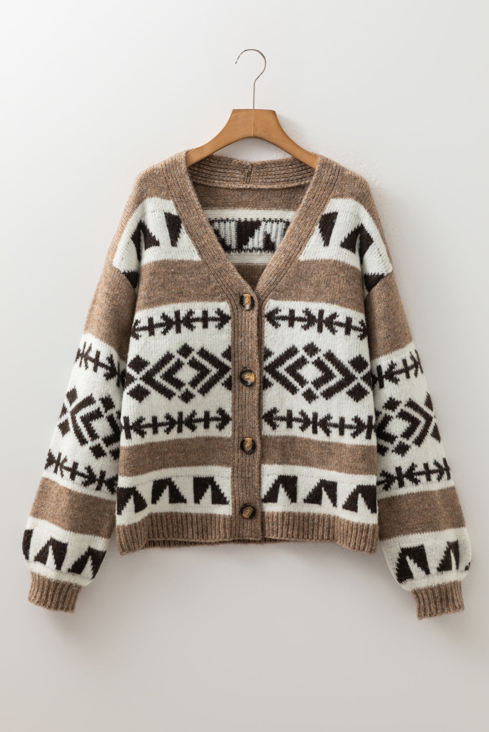 Ethnic Geometric Cardigan Sweater