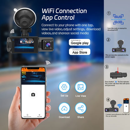 3 Channel Dash Cam With Night Vision