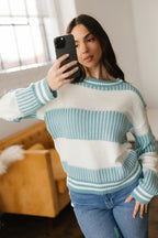 Brown Striped Patchwork Sweater For Trendy Look