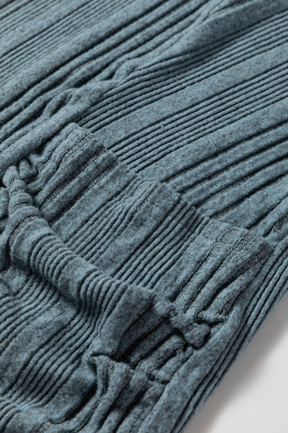 Black Ribbed Open Front Cardigan