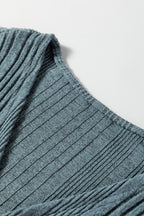 Black Ribbed Open Front Cardigan