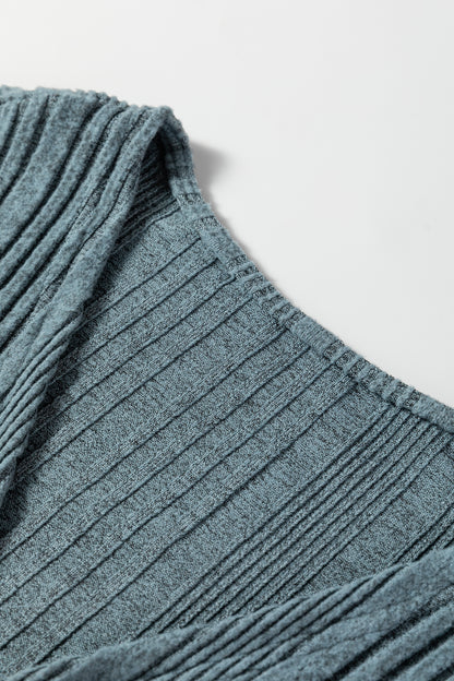 Black Ribbed Open Front Cardigan