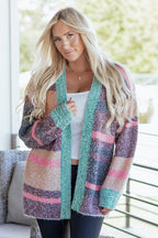 Multicolor Striped Open Front Cardigan
