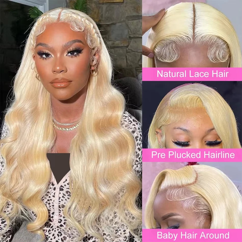 613 body wave HD lace wig with natural lace hair and pre-plucked hairline for a realistic look