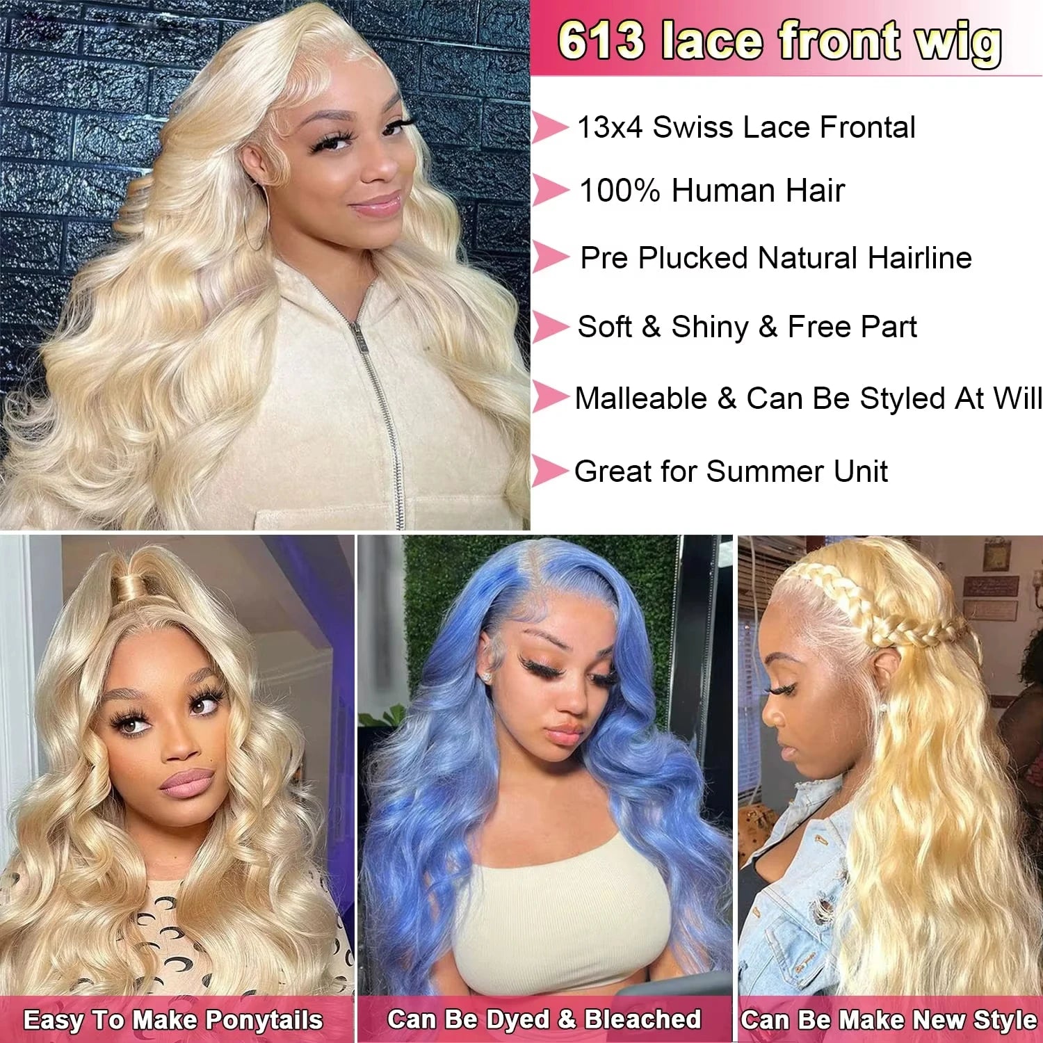 613 body wave HD lace wig featuring 13x4 Swiss lace frontal and 100% human hair