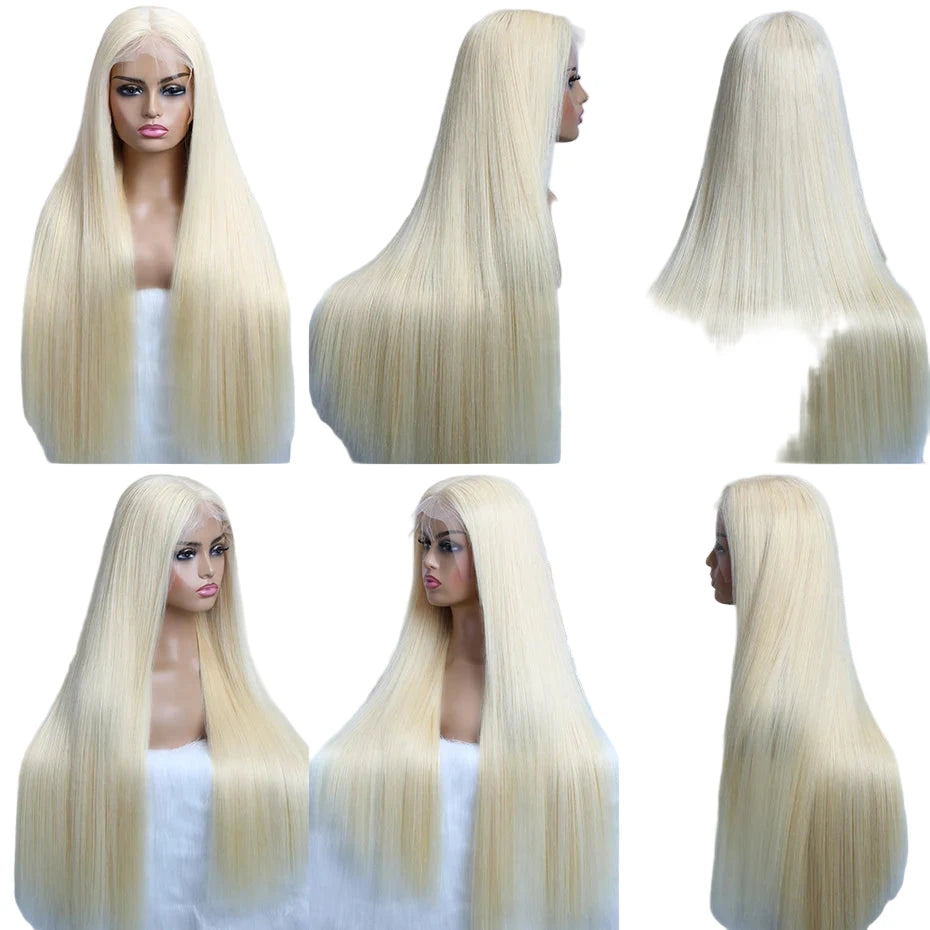 613 honey blonde lace front wig with long, straight strands for a natural look