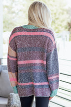 Multicolor Striped Open Front Cardigan