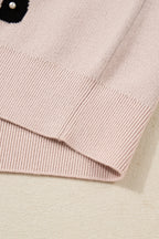 Pearl Embellished Bow Sweater For Chic Style