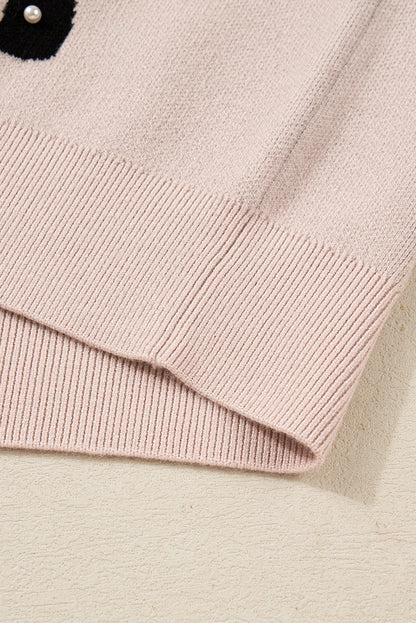 Pearl Embellished Bow Sweater For Chic Style