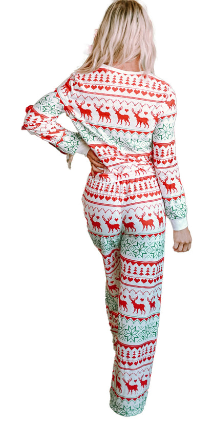 White Christmas Lounge Set Pajama Set