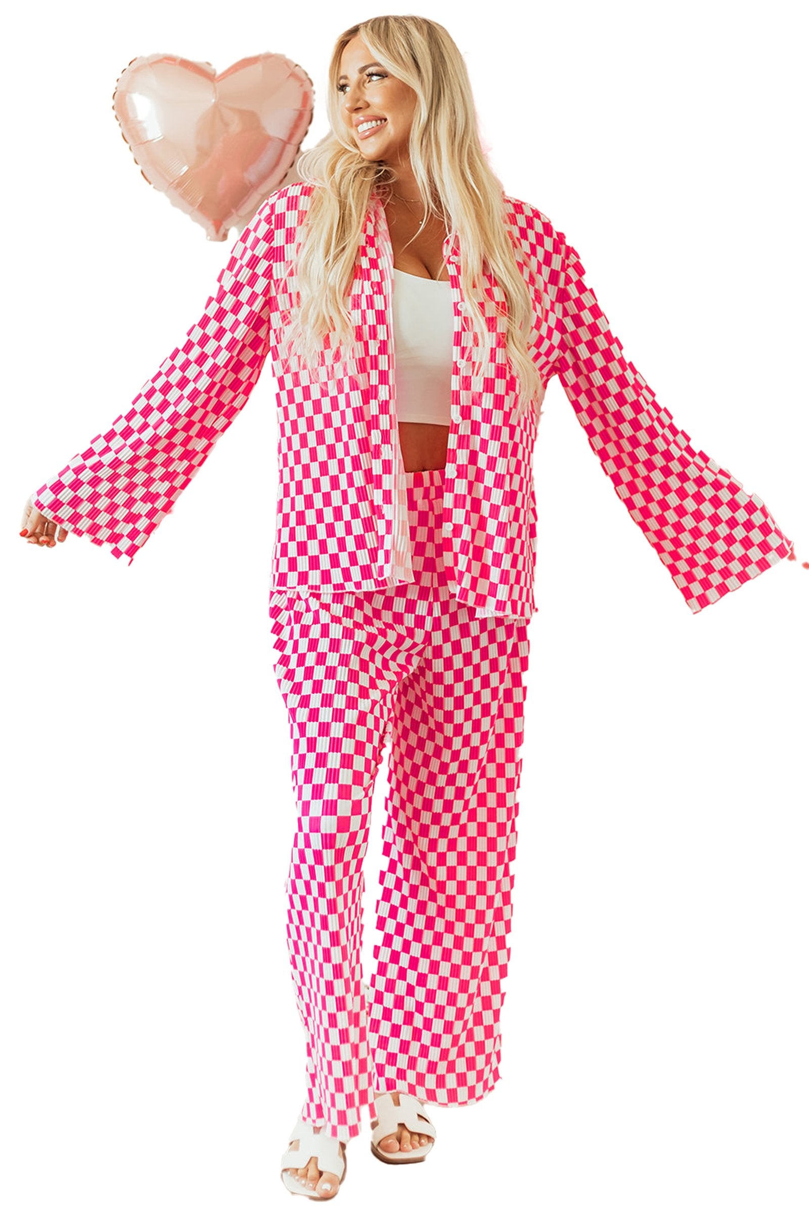 Pink Checkered Pajama Set For Cozy Nights