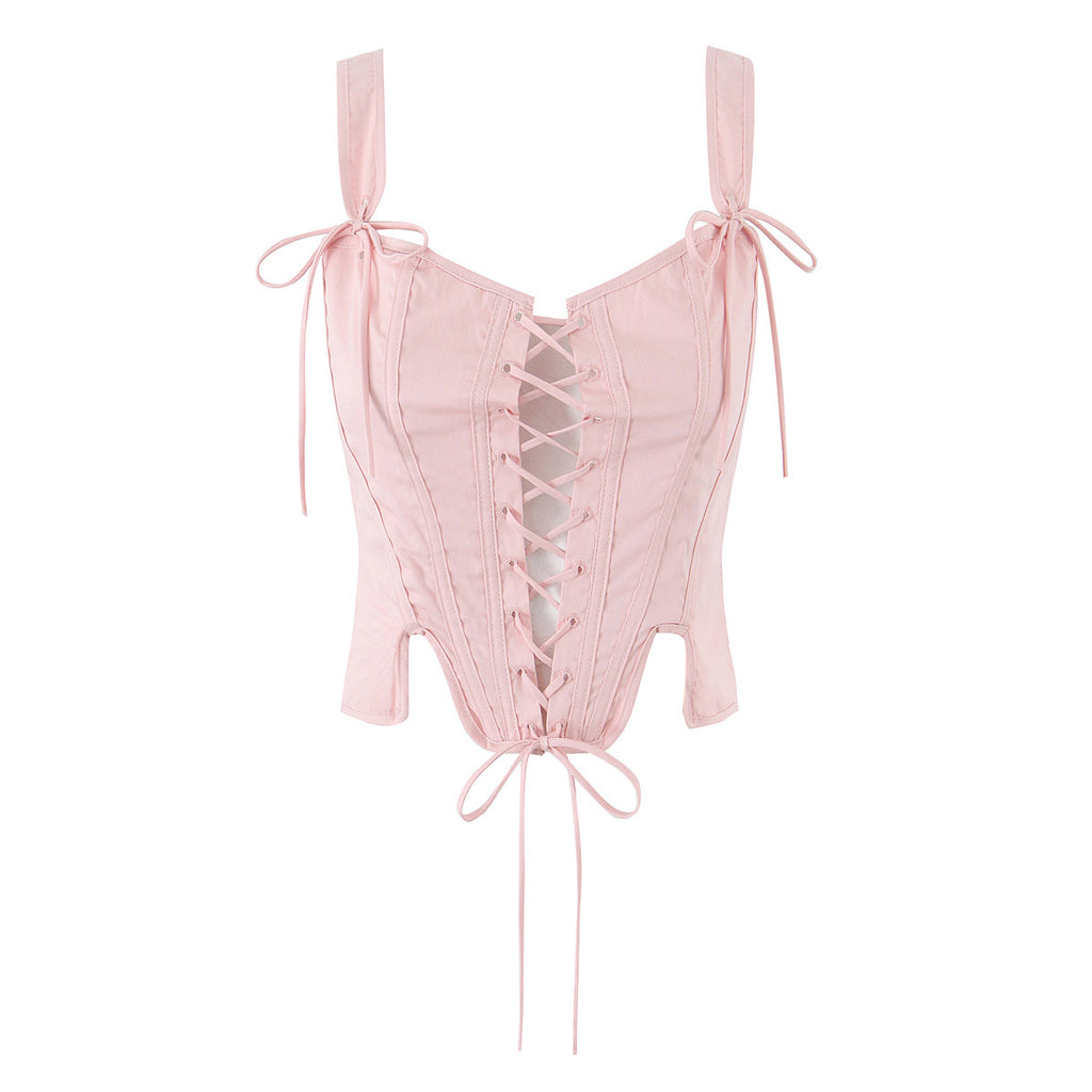 Floral Lace-Up Crop Top for Summer Style
