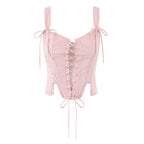 Floral Lace-Up Crop Top for Summer Style