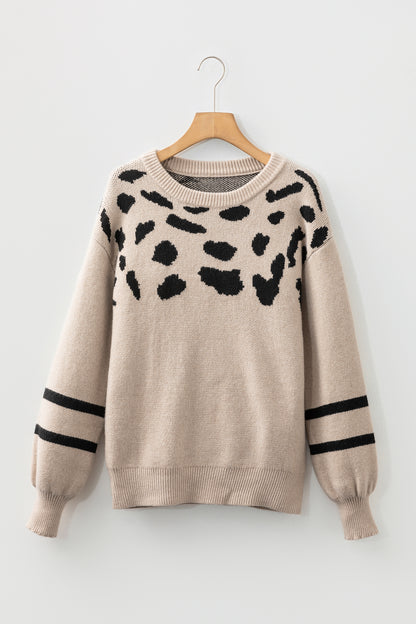 Khaki Leopard Sweater For Trendy Styles