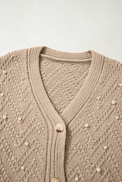 Pearl Embellished Cardigan For Stylish Comfort